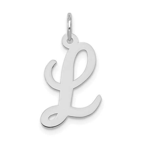 14k White Gold, Madison Collection, Medium Script Initial L Pendant - Picture 1 of 5